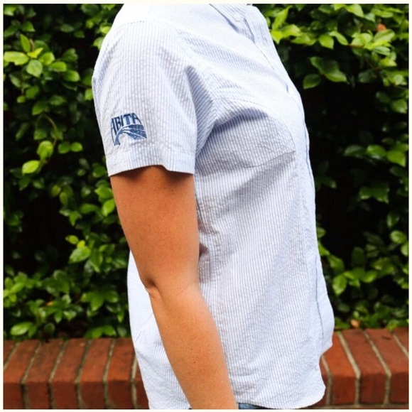 Abita brewery seersucker cotton button up shirt NWT S - Picture 2 of 4